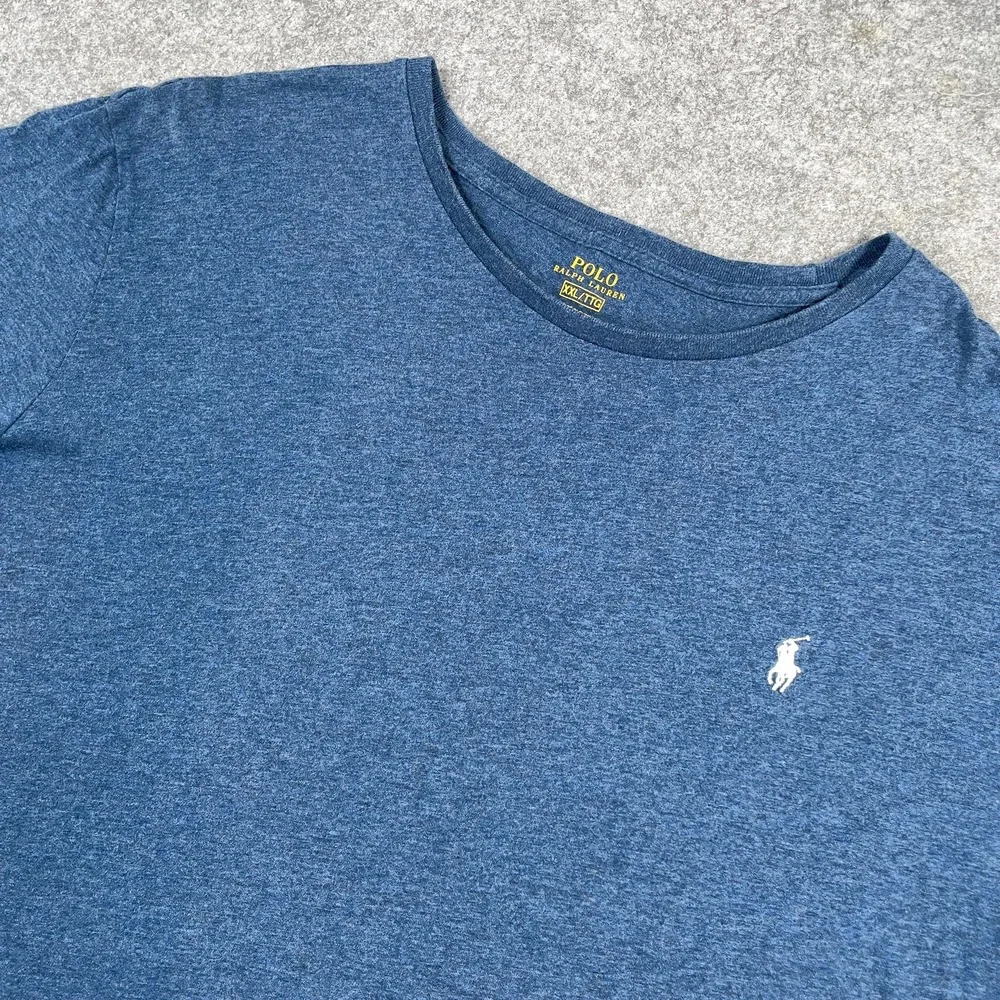 Polo Ralph Lauren Mens T-Shirt XXL Blue Heathered Cotton Pony Logo